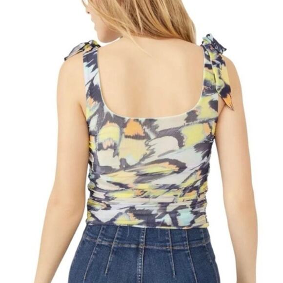 Free People Butterfly Print Tie Shoulder Ruched Tank Top Small NWT - Picture 3 of 9